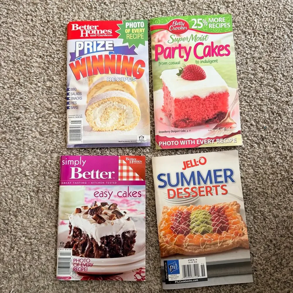 Lot of 4 Recipe Books Cookbook Better Homes Jell-o Cakes Summer